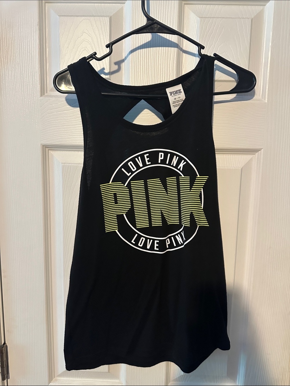 Victoria's Secret pink tank top XS Oversized Black Graphic Tank with Lime Logo